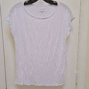 Tahari Cap Sleeve White Relaxed Tee